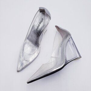 Jeffrey Campbell Clear View Wedge Heel Shoe In Clear Vinylite Womens Size 6.5